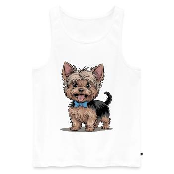 Niedlicher Yorkshire Terrier Mit Schleife - Männer Premium Bio Tank Top - Weiß - Vorne - Michal (187cm)