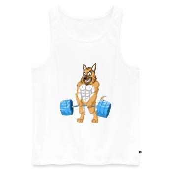 Deutscher Schäferhund Gewichtheben - Männer Premium Bio Tank Top - Weiß - Vorne - Michal (187cm)