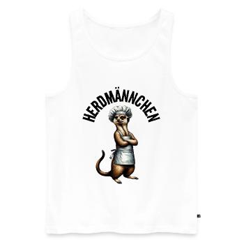 Herdman Meerkat Cook Funny Cooking - Men's Premium Organic Tank Top - white - Front - Michal (187cm)