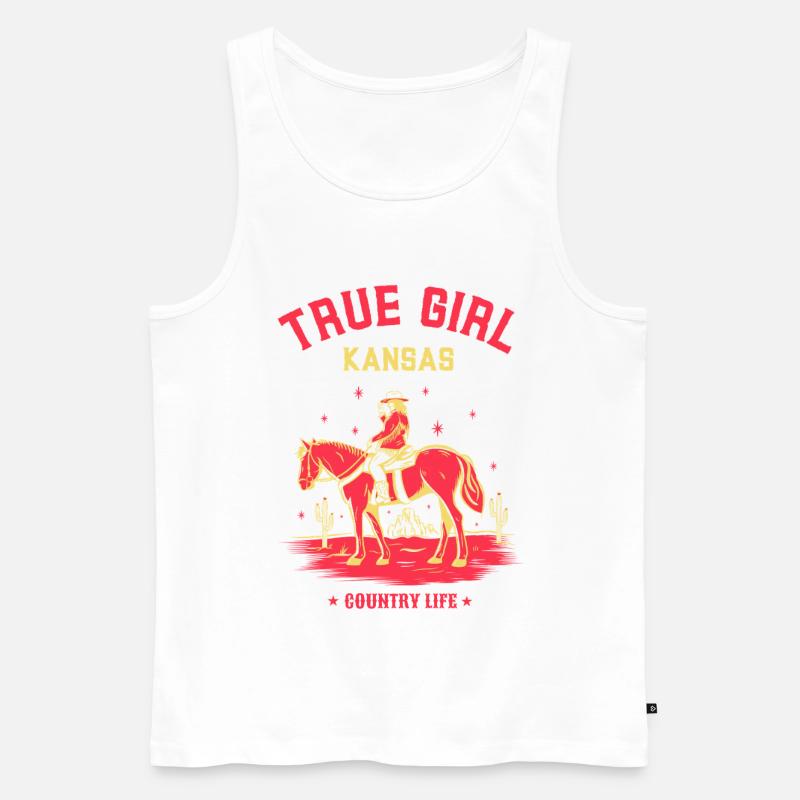 ECHTES KANSAS-MÄDCHEN - Männer Premium Bio Tank Top - Weiß