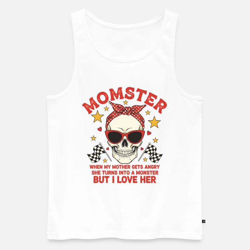 Monstermutter mit retro Skulls Design - Männer Premium Bio Tank Top - Weiß