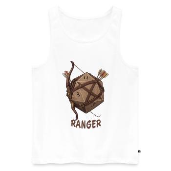 W20 mit Bogen & Pfeil – Ranger Fantasy Dice - Männer Premium Bio Tank Top - Weiß - Vorne - Michal (187cm)
