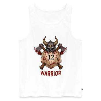 W20 mit Ritterhelm & Äxten – Warrior Dice - Männer Premium Bio Tank Top - Weiß - Vorne - AI Model Male 178 light (178cm)