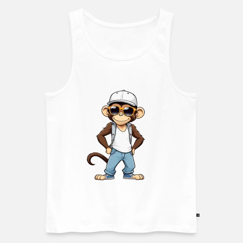 Cool Affe mit Sonnenbrille und Cap - Männer Premium Bio Tank Top - Weiß