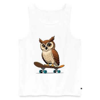 Owl on skateboard in comic style - Men's Premium Organic Tank Top - white - Front - AI Model Male 178 light (178cm)