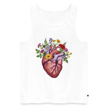 Blumenherz: Natur und Liebe vereint - Männer Premium Bio Tank Top - Weiß - Vorne - Michal (187cm)