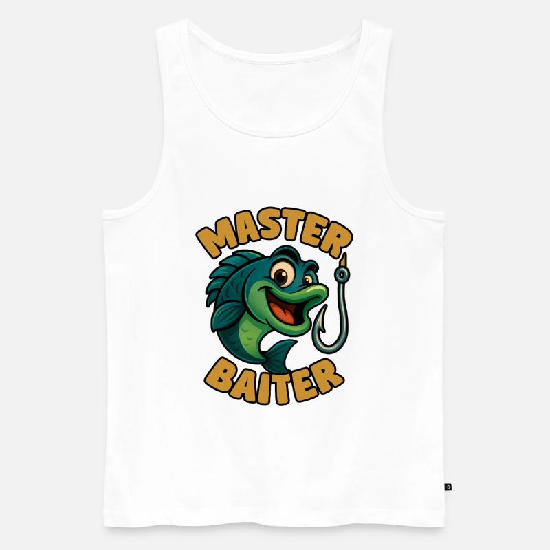 Master Baiter – witziges Angler-Wortspiel - Männer Premium Bio Tank Top - Weiß