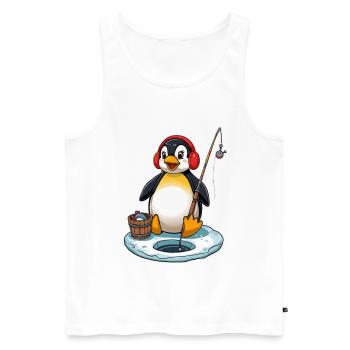 Eisfischer Pinguin mit Ohrenwärmer - Men's Premium Organic Tank Top - white - Front - AI Model Male 178 light (178cm)