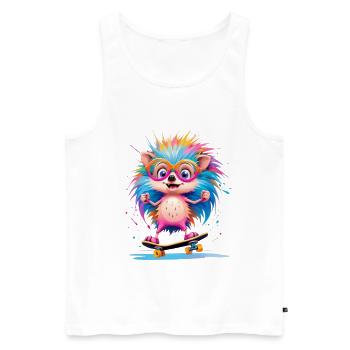 Colorful Skate Hedgehog - Men's Premium Organic Tank Top - white - Front - Michal (187cm)