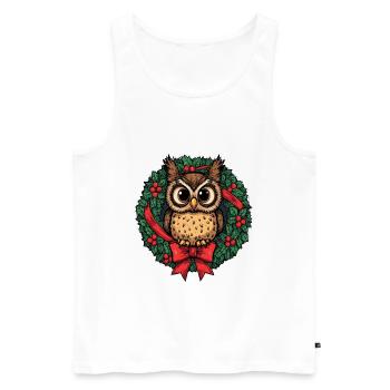 Eule im Weihnachtskranz - Männer Premium Bio Tank Top - Weiß - Vorne - AI Model Male 178 light (178cm)