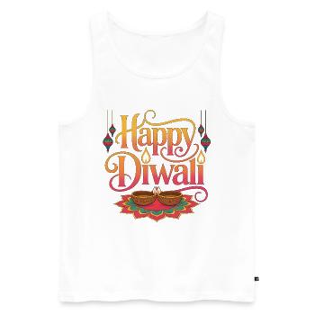 Happy Diwali Lights Rangoli - Men's Premium Organic Tank Top - white - Front - AI Model Male 178 light (178cm)