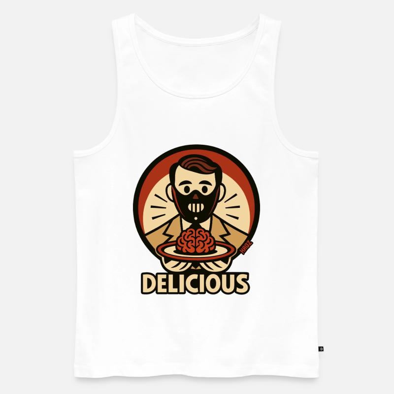 Lecker Lecter Catering mit Gehirn Teller - Männer Premium Bio Tank Top - Weiß