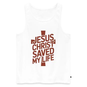  Jesus Christus hat mein Leben gerettet - Männer Premium Bio Tank Top - Weiß - Vorne - Michal (187cm)