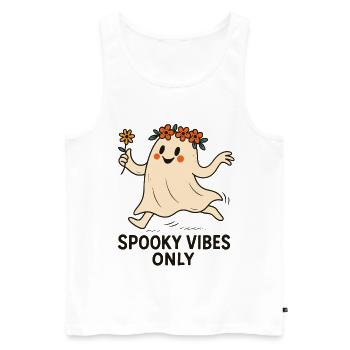 Spooky Vibes Only Cute Ghost Halloween Fun - Men's Premium Organic Tank Top - white - Front - Michal (187cm)