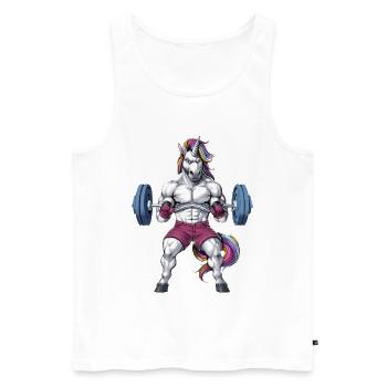 Unicorn Gym Fitness - Männer Premium Bio Tank Top - Weiß - Vorne - Michal (187cm)