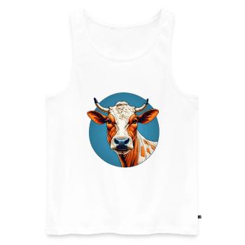 PopArt Kuh Porträt Kreis - Männer Premium Bio Tank Top - Weiß - Vorne - Michal (187cm)