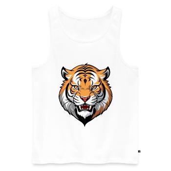 Tiger Head Graphic Tribal Style - Men's Premium Organic Tank Top - white - Front - Michal (187cm)