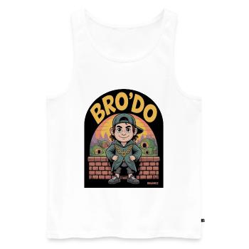 BRO'DO mit dem einen Ring Cartoon-Kind im Ghetto - Männer Premium Bio Tank Top - Weiß - Vorne - Michal (187cm)