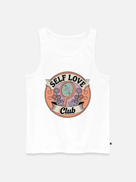 Selbstliebe Club Spiegel Badge - Männer Premium Bio Tank Top - Weiß