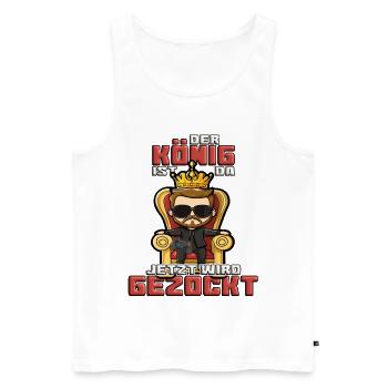 The king is here, now it's time to gamble - Men's Premium Organic Tank Top - white - Front - Michal (187cm)