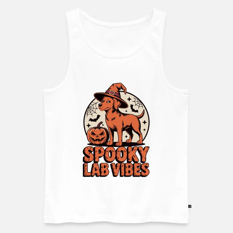 Spukiger Foxred Labrador Halloween - Männer Premium Bio Tank Top - Weiß
