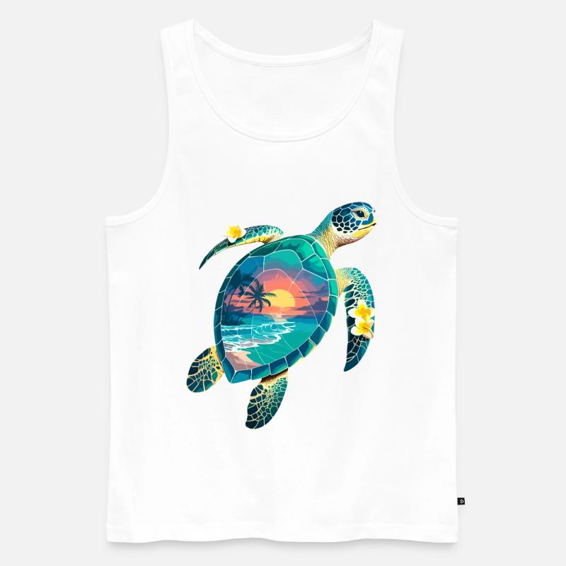 Turtle Waves Surf Turtle Surfer Turtles - Men's Premium Organic Tank Top - white
