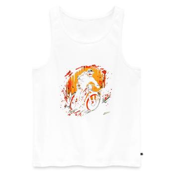 Mountainbiking Illustration - Männer Premium Bio Tank Top - Weiß - Vorne - AI Model Male 178 light (178cm)