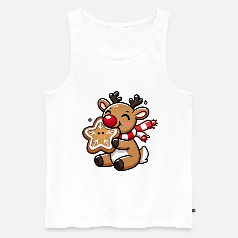 Rentier mit Plätzchen Freude - Männer Premium Bio Tank Top - Weiß