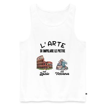 L’art d’empiler les pierres Humour Lazio - Débardeur bio Premium Homme - blanc - Devant - AI Model Male 178 light (178cm)