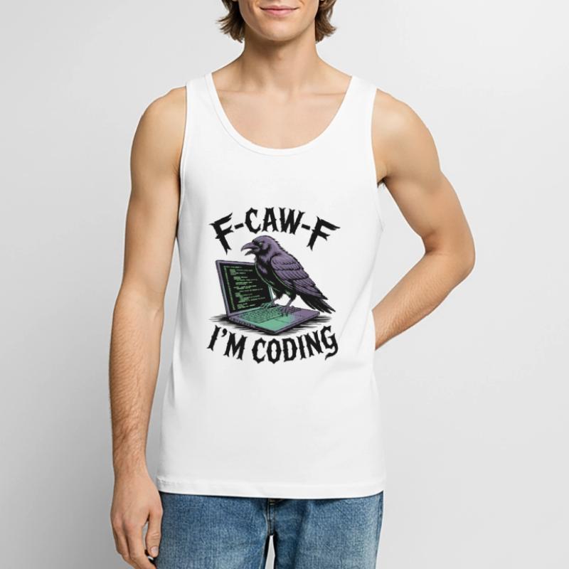 RabenCoder: Code Raven on the laptop Men's Premium Organic Tank Top