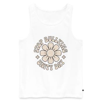 Gegen Mobbing Harmonie Zusammenhalt Botschaft - Männer Premium Bio Tank Top - Weiß - Vorne - AI Model Male 178 light (178cm)