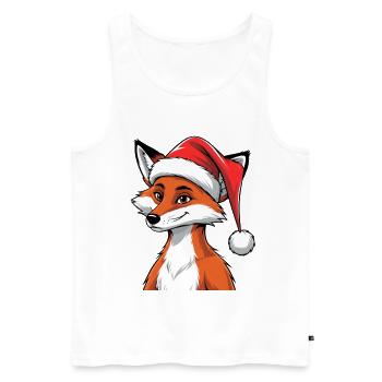 Fox with Santa Hat Cartoon - Men's Premium Organic Tank Top - white - Front - Michal (187cm)
