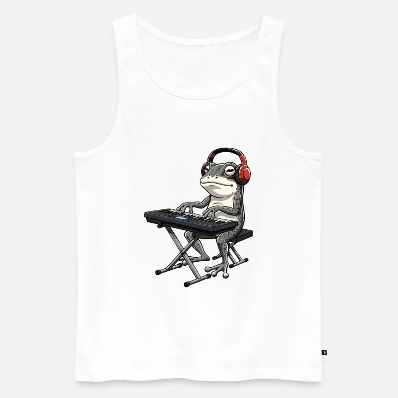 Frosch mit Keyboard und Kopfhörern - Männer Premium Bio Tank Top - Weiß