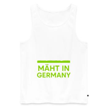Tonte en Allemagne - Débardeur bio Premium Homme - blanc - Devant - AI Model Male 178 light (178cm)