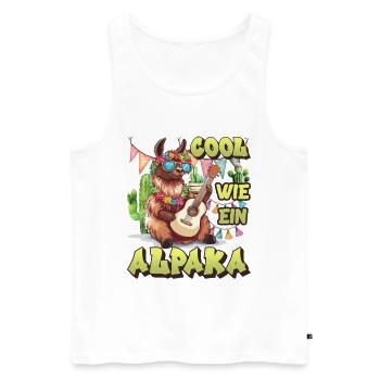 Alpaka Fan COOL WIE EIN ALPAKA Lama Lustig - Männer Premium Bio Tank Top - Weiß - Vorne - Michal (187cm)