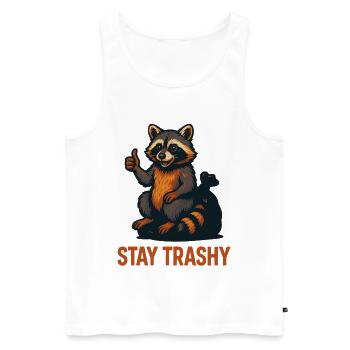 Stay Trashy Waschbär Meme Humor Zitat - Männer Premium Bio Tank Top - Weiß - Vorne - Michal (187cm)