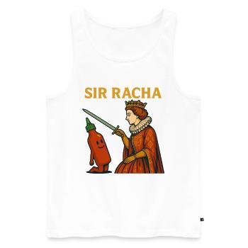 Sir Racha Mème drôle Chevalier Sauce Piquante Humour - Débardeur bio Premium Homme - blanc - Devant - Michal (187cm)