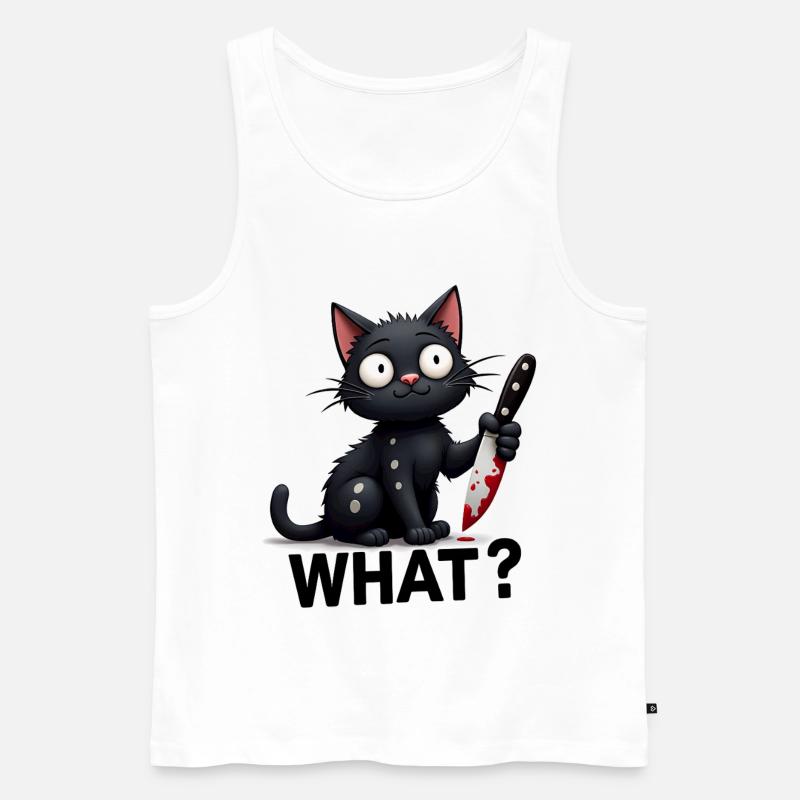 WHAT? Killer-Katze - Männer Premium Bio Tank Top - Weiß