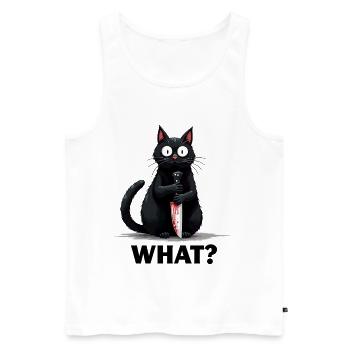 WHAT? Killer Cat - Men's Premium Organic Tank Top - white - Front - AI Model Male 178 light (178cm)