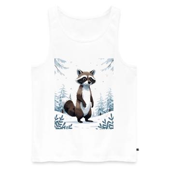 Winterlicher Waschbär im Wald - Männer Premium Bio Tank Top - Weiß - Vorne - AI Model Male 178 light (178cm)