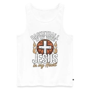 Basketball & Jesus – Kreuz auf Ball Design - Männer Premium Bio Tank Top - Weiß - Vorne - Michal (187cm)