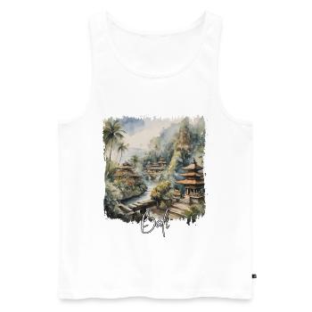 Aquarelle de Bali, Bali Indonésie - Débardeur bio Premium Homme - blanc - Devant - Michal (187cm)
