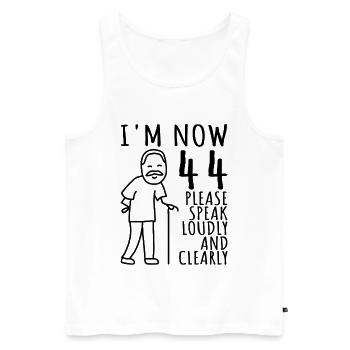 44th Birthday 44s 44th I am now 44 years old - Men's Premium Organic Tank Top - white - Front - AI Model Male 178 light (178cm)