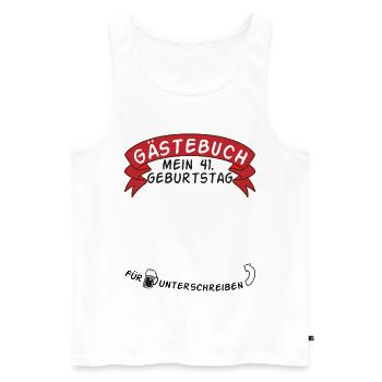Gästebuch Mein 41. Geburtstag Geschenkidee - Männer Premium Bio Tank Top - Weiß - Vorne - Michal (187cm)