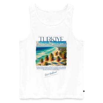 Türkei Bodrum Strand Urlaub Design – Visit Bodrum - Männer Premium Bio Tank Top - Weiß - Vorne - Michal (187cm)