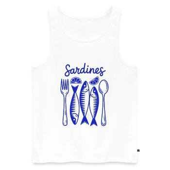 Sardinen Festmahl Blau Illustration - Männer Premium Bio Tank Top - Weiß - Vorne - AI Model Male 178 light (178cm)