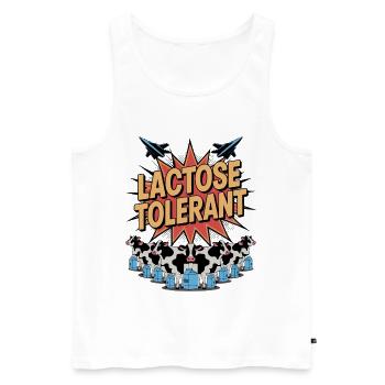 Laktose Tolerant - Männer Premium Bio Tank Top - Weiß - Vorne - AI Model Male 178 light (178cm)