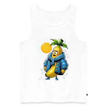 Banane in Winterjacke in der heissen Sonne - Männer Premium Bio Tank Top - Weiß - Vorne - Michal (187cm)