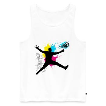 Fußball Torwart Sprung Mit Farbexplosion - Männer Premium Bio Tank Top - Weiß - Vorne - AI Model Male 178 light (178cm)