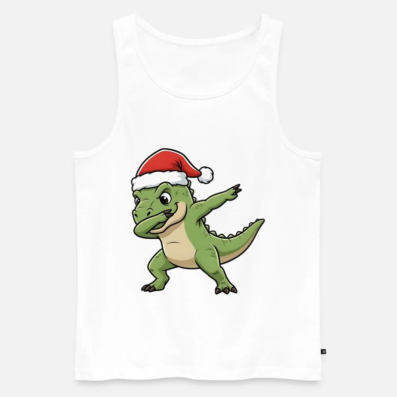Weihnachts T-Rex Dab - Männer Premium Bio Tank Top - Weiß